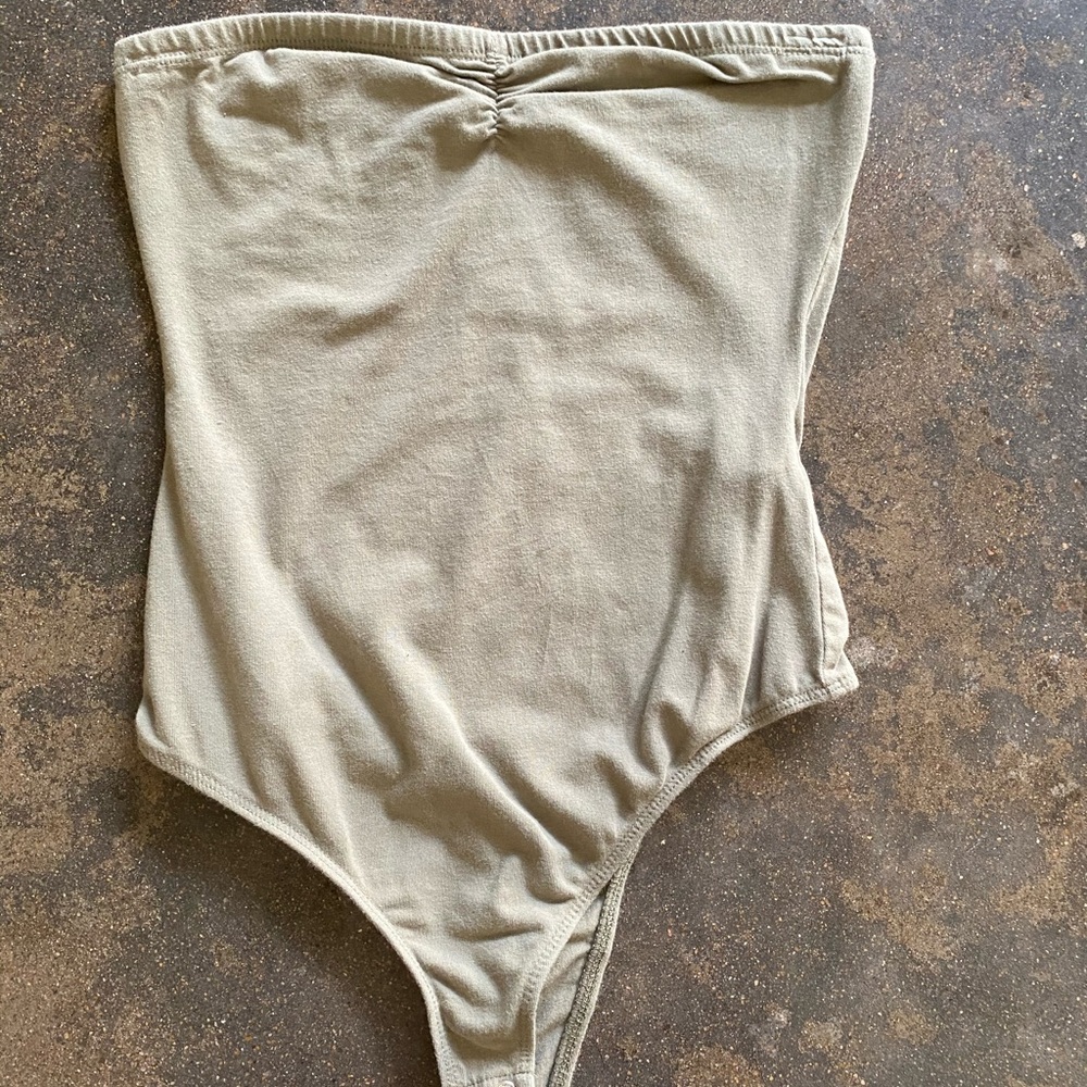 Sleeveless olive bodysuit
